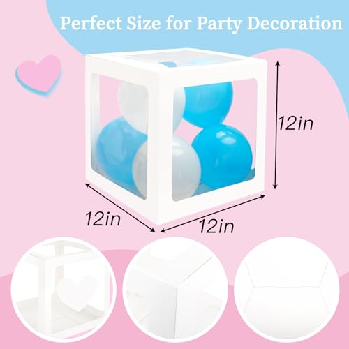RUBFAC Baby Boxes with 41 Letters and 36 Balloons, 4pcs Clear Balloon Boxes for Baby Shower Gender Reveal Girl Boy Blocks Birthday Party Decorations - Image 3