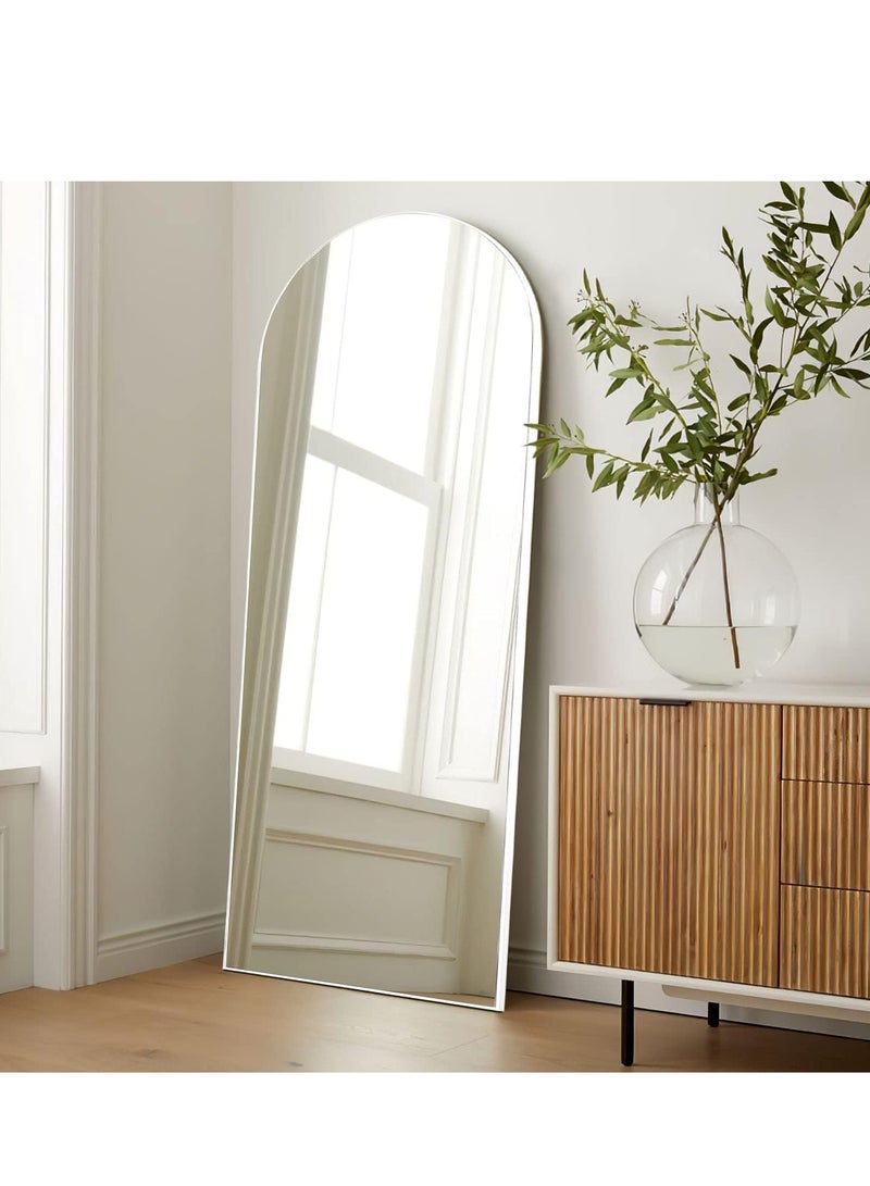 الأزرق جي دبليو مرآة مقوسة كاملة الطول بزاوية قائمة - مرآة زجاجية عالية الدقة قابلة للتعديل بزاوية قائمة ومثبتة على الحائط بإطار من الألومنيوم المتين بإطار من الألومنيوم متين ديكور منزلي عصري وأنيق لغرفة النوم غرفة المعيشة مدخل غرفة الملابس خزانة المدخل والممر - تصميم متين عالي الجودة (فضي) - Image 1