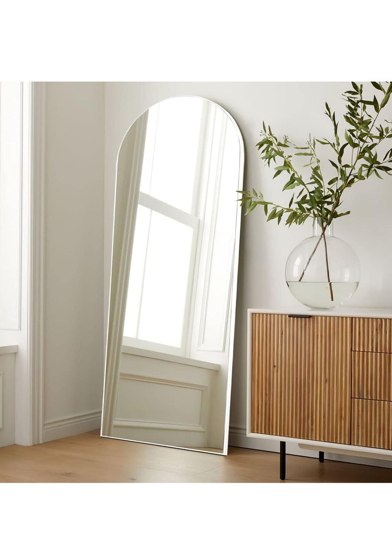 IKEA (IKEA) Arched Full-Length Mirror with Right Angle – Standing & Wall-Mounted HD Glass Adjustable Angles Sturdy Aluminum Frame Modern & Stylish Home Decor for Bedroom Living Room Hallway Dressing Room Entryway Closet and Corridor – Durable High-Quality Design (Silver) - Image 1