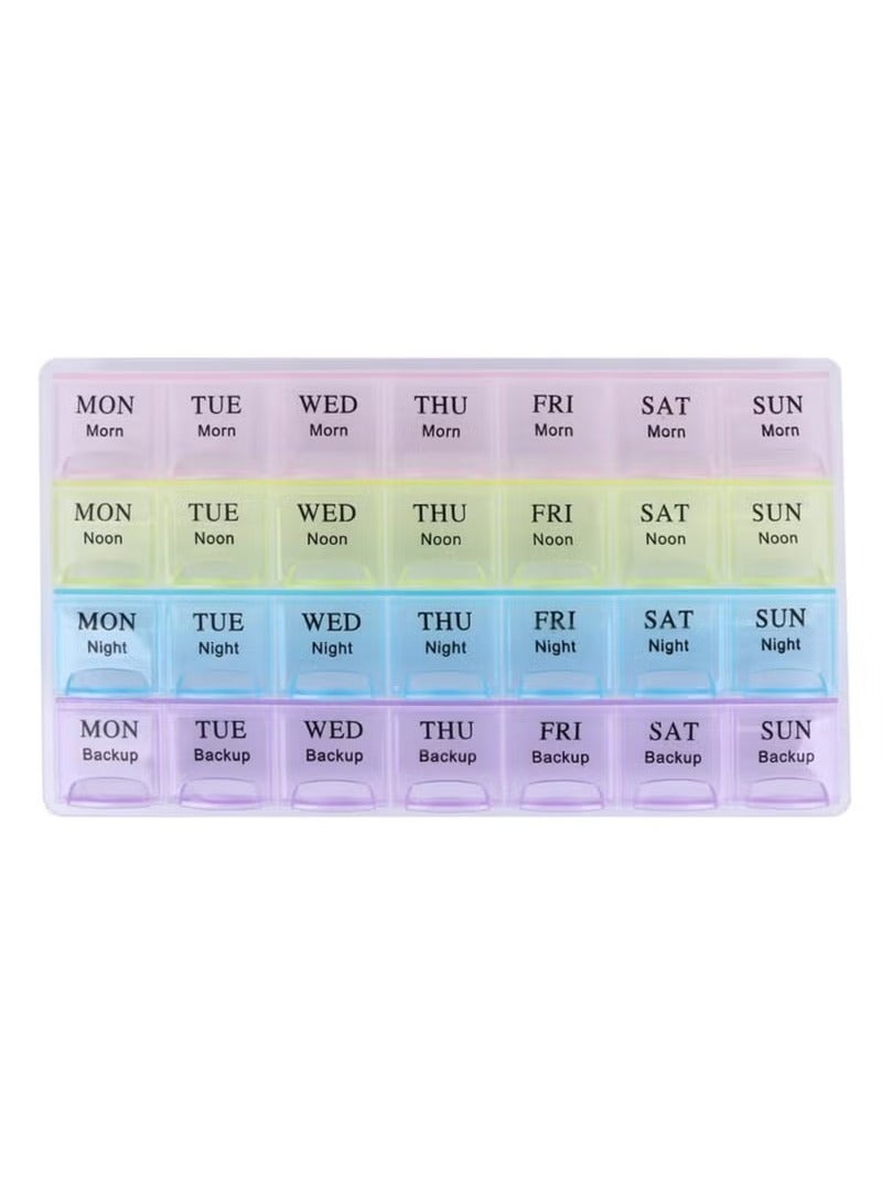 Pill Case Box for storing, carrying and organizing pills. Divided into 28 sections, it opens easily and closes tightly. Convenient medicine organizer for storing vitamins, medications and pills. - Image 5