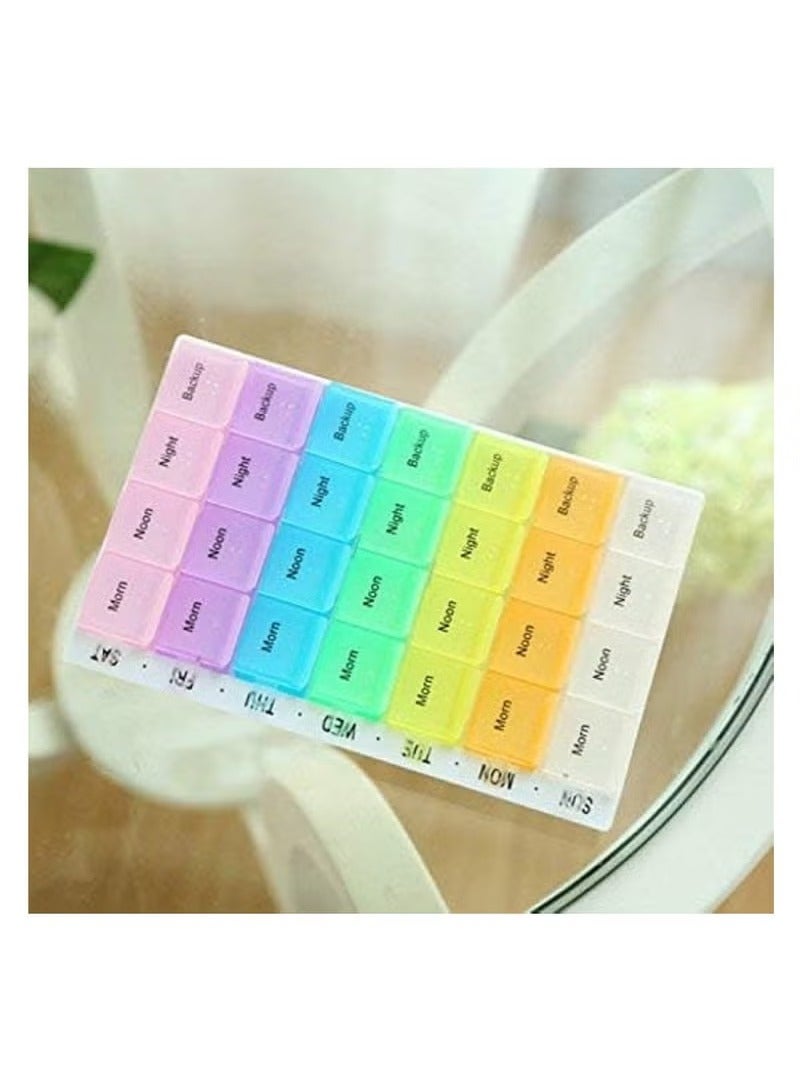 Pill Case Box for storing, carrying and organizing pills. Divided into 28 sections, it opens easily and closes tightly. Convenient medicine organizer for storing vitamins, medications and pills. - Image 3