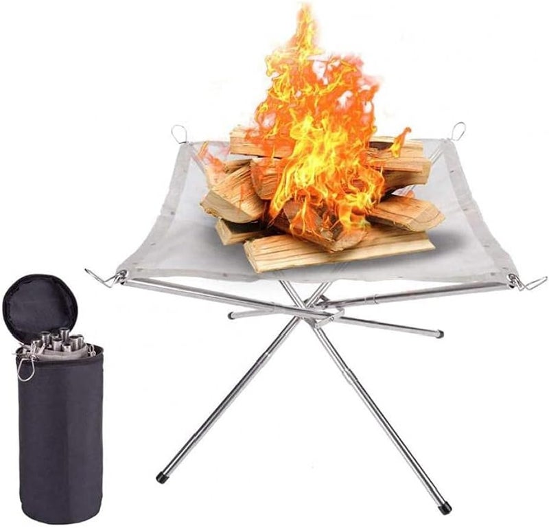Halamodo Portable Outdoor Fire Pit Collapsing Steel Mesh Fire Stand Perfect for Camping Backyard Garden - Image 1