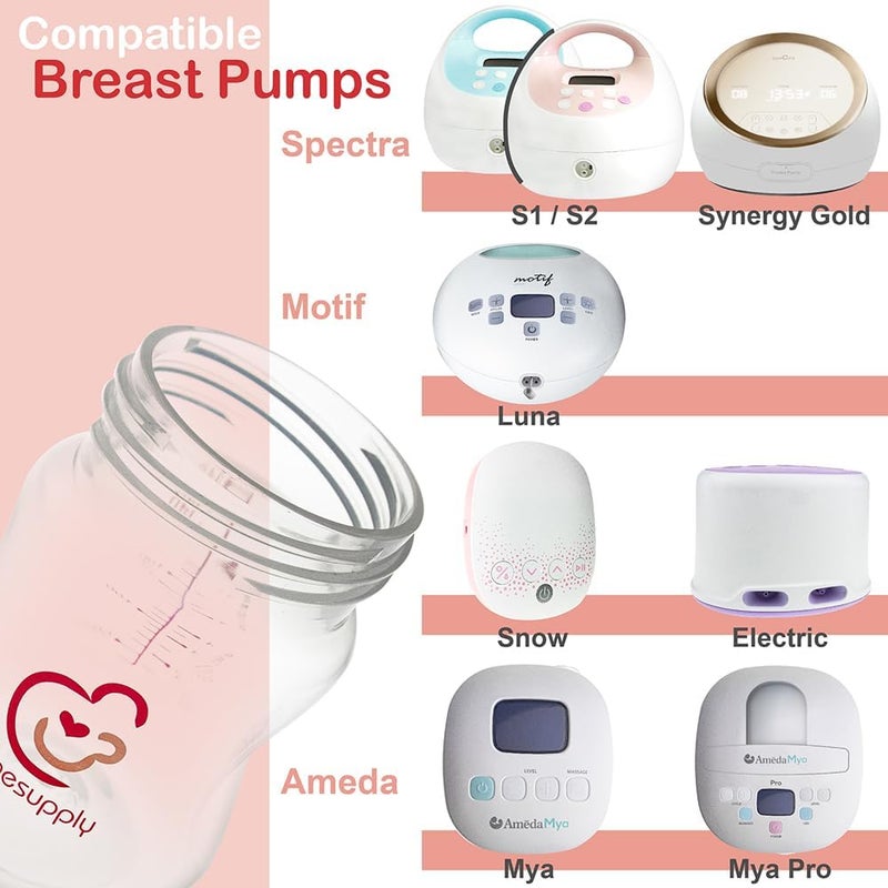 نينس سابلاي Nenesupply 9oz 4 Count Wide Neck Mouth Breastmilk Storage Bottle Breast Pump Bottles Use for Pumping with Spectra S1 S2 9 Plus Breast Pumps. Replace Spectra Bottles for Pumping Breastmilk Collection - Image 5