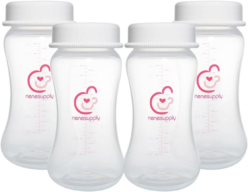 نينس سابلاي Nenesupply 9oz 4 Count Wide Neck Mouth Breastmilk Storage Bottle Breast Pump Bottles Use for Pumping with Spectra S1 S2 9 Plus Breast Pumps. Replace Spectra Bottles for Pumping Breastmilk Collection - Image 1