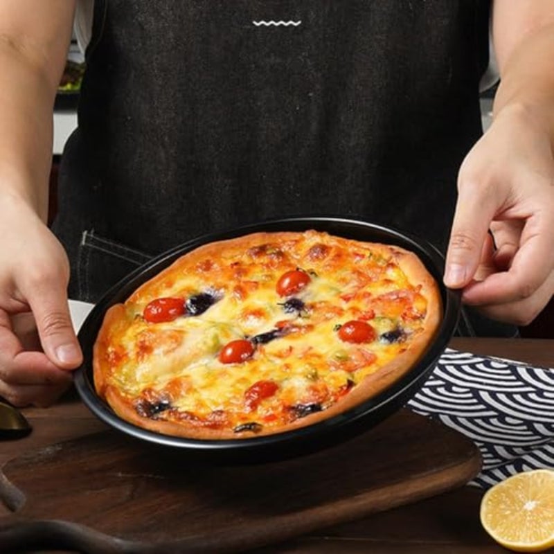 2Pcs 32cm Pizza Pan for Oven, Stainless Steel Round Pizza Pan with Holes, Non Stick Pizza Serving Tray Bakeware Crisper Pan for Home Baking Supplies Kitchen - Image 2