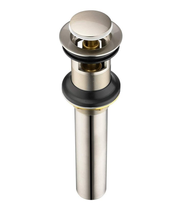 BATHROOM SINK DRAIN STOPPER FAUCET VANITY SINK POP UP DRAIN ASSEMBLY WITH OVERFLOW BRUSHED NICKEL FINISH