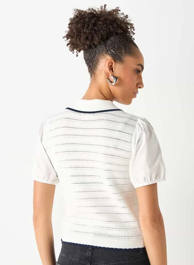 Lee Cooper Lee Cooper Textured Top with Short Sleeves