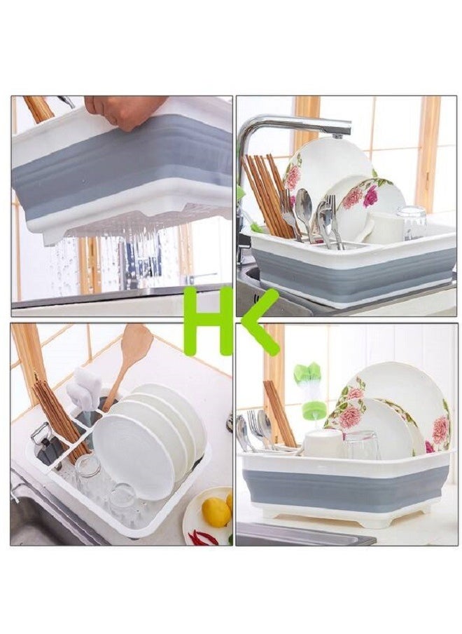 Generic - Kitchen Supplies Holder Easy Storage Collapsible Dish Rack And Drainer With Cutlery Holder - Image 1