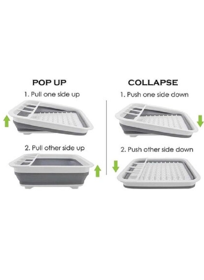 Generic - Kitchen Supplies Holder Easy Storage Collapsible Dish Rack And Drainer With Cutlery Holder - Image 1