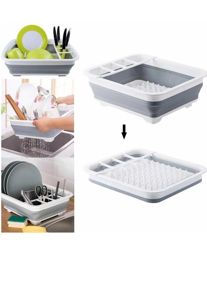 Generic - Kitchen Supplies Holder Easy Storage Collapsible Dish Rack And Drainer With Cutlery Holder - Image 1