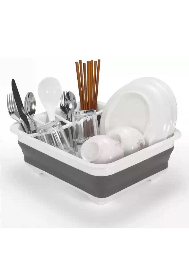 Generic - Kitchen Supplies Holder Easy Storage Collapsible Dish Rack And Drainer With Cutlery Holder - Image 1
