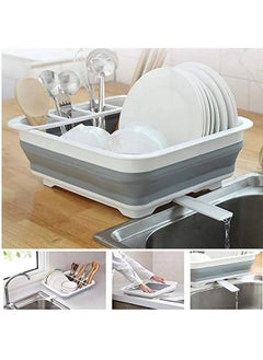 Kitchen Supplies Holder Easy Storage Collapsible Dish Rack And Drainer With Cutlery Holder