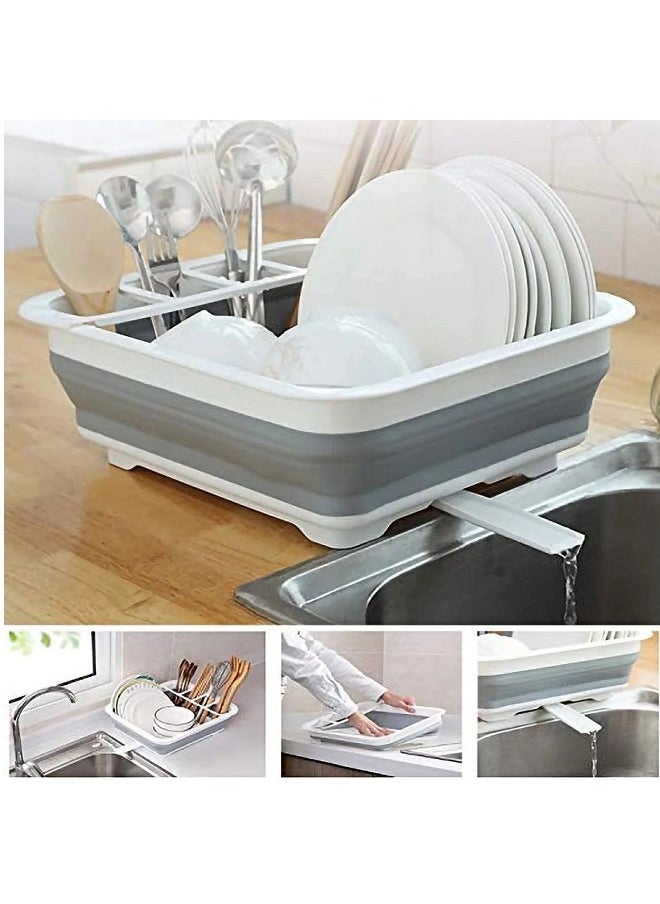 Generic - Kitchen Supplies Holder Easy Storage Collapsible Dish Rack And Drainer With Cutlery Holder - Image 1