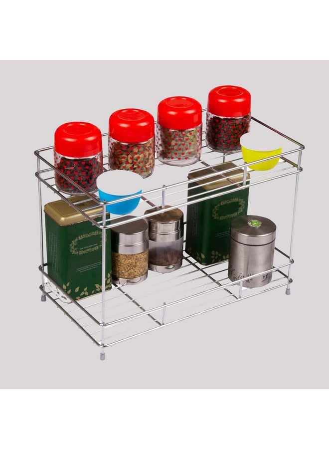 12FOR COLLECTION Stainless Steel 2 Tier Countertop Kitchen Rack|Pantry Storage Organizer | Multipurpose Storage Organizer | Kitchen Racks | Kitchen Organizer | Kitchen Accessories Rack, Tiered Shelf - Image 5