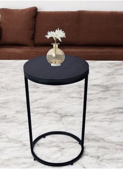 fan baytk Attractive metal and black wood round side table - a modern touch for every corner of your home, Dimensions: 35 cm diameter, 50 cm height.  - Image 2