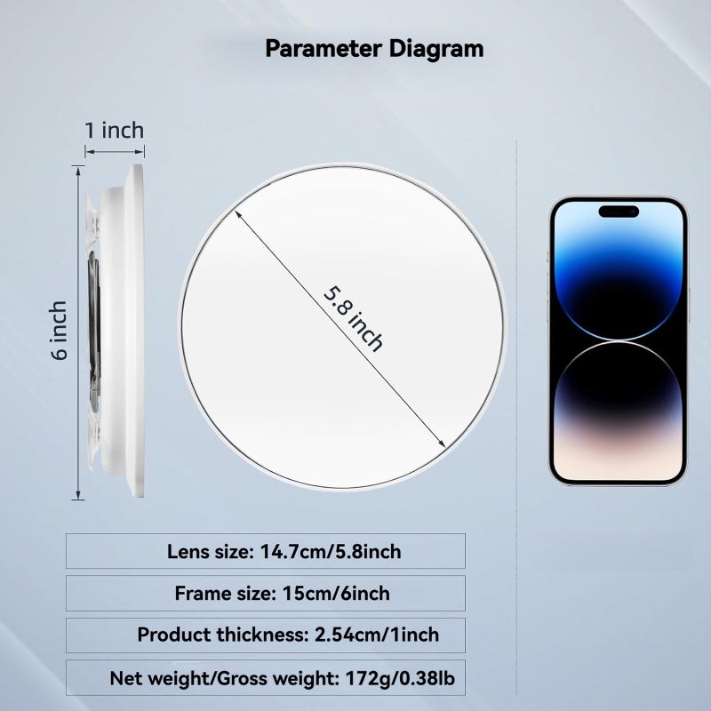 Lighted Magnifying Mirror: 6-Inch 30x Magnification - Built-In Light For Clear Visibility Portable Makeup Mirror For Travel Home Bathroom Grooming Skincare Routines - Image 5