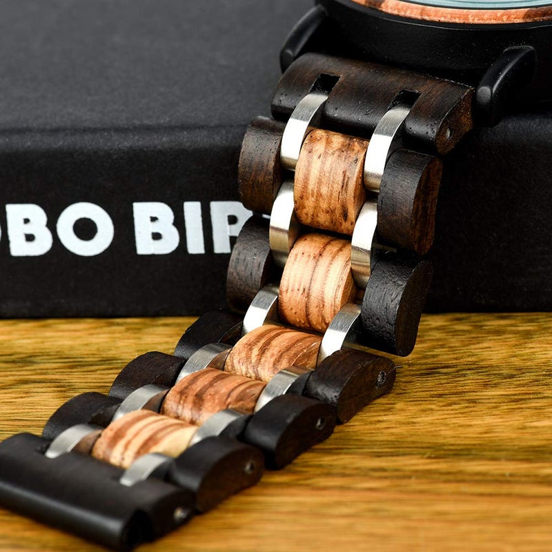 BOBO BIRD ساعات بو بو بيرد الخشبية للرجال، ساعة خشبية فاخرة وخفيفة الوزن، ساعات متعددة الوظائف للرجال - Image 4