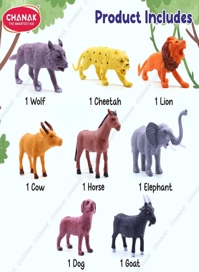 Chanak Realistic Wild & Farm Animal Set for Kids, 8-Piece Plastic Animal Playset - Includes Lion, Elephant, Cheetah, Wolf, Goat, Horse, Cow, Dog - Educational Toy Set for Ages 3+ - Image 4