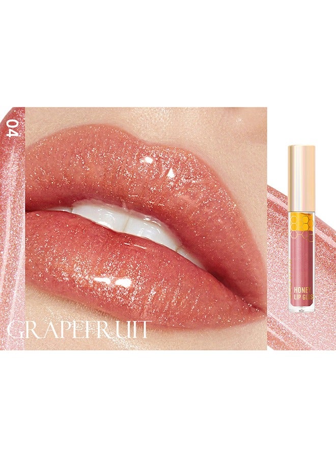 JULIA POP Sweet Honey Moisturizing Lip Gloss，High Shine Hydrating Transparent with Honey Lip Moisturizing Treatment Nourishing Lip Gloss Non Sticky Lip Care Long Lasting Shiny Texture Lip Care Oil #04  - Image 2