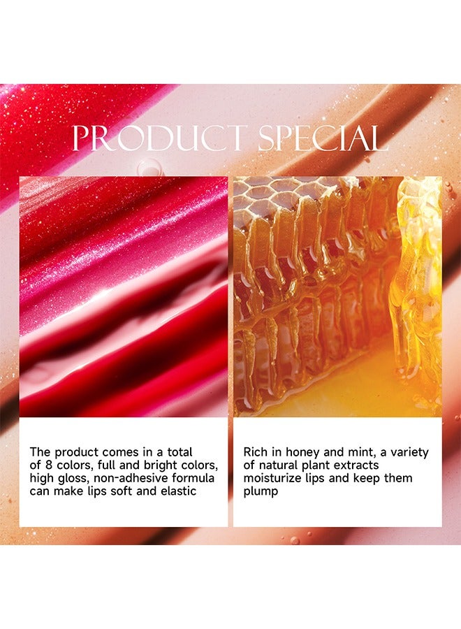 JULIA POP Sweet Honey Moisturizing Lip Gloss，High Shine Hydrating Transparent with Honey Lip Moisturizing Treatment Nourishing Lip Gloss Non Sticky Lip Care Long Lasting Shiny Texture Lip Care Oil #04  - Image 3