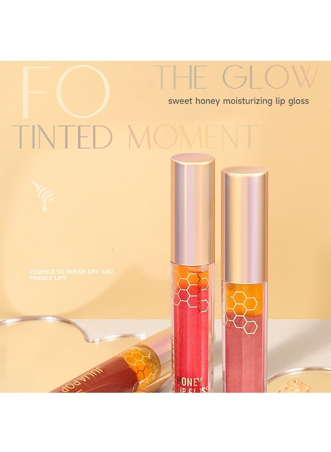 JULIA POP Sweet Honey Moisturizing Lip Gloss，High Shine Hydrating Transparent with Honey Lip Moisturizing Treatment Nourishing Lip Gloss Non Sticky Lip Care Long Lasting Shiny Texture Lip Care Oil #04  - Image 5