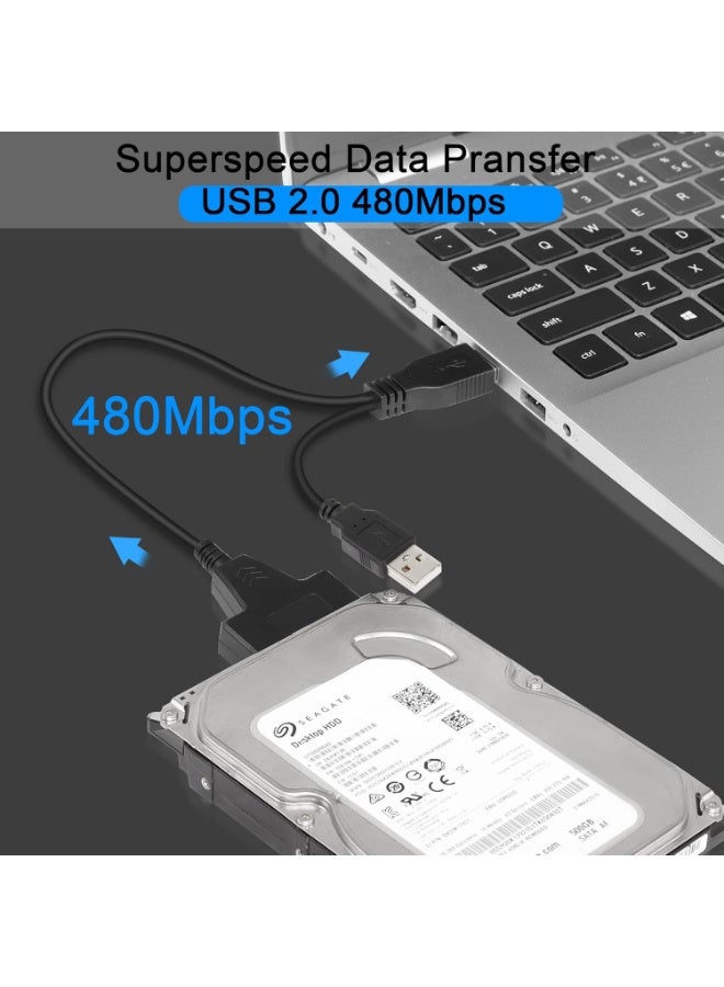 USB 2.0 to SATA 2 Hard Drive Adapter Cable for 2.5" SSD/HDD – Dual USB Power with DC Port for Efficient Data Transfer - Image 3
