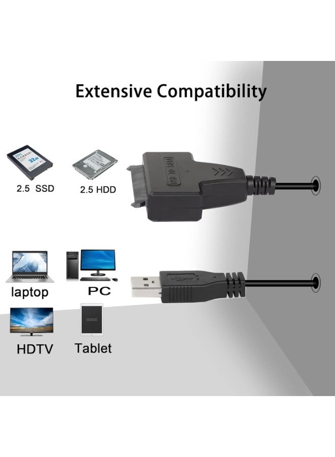 USB 2.0 to SATA 2 Hard Drive Adapter Cable for 2.5" SSD/HDD – Dual USB Power with DC Port for Efficient Data Transfer - Image 2