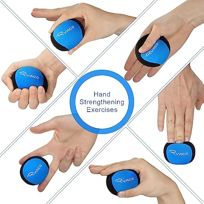 RYACO Stress Relief Balls, Grip Strength Training, Hand Exercise Balls, Hand Grips, Gel Ball Set, 2 Pieces/3 Pieces for Adults and Children, Soft, Medium, Hard Balls, Grip Balls, Strength Training, - Image 4