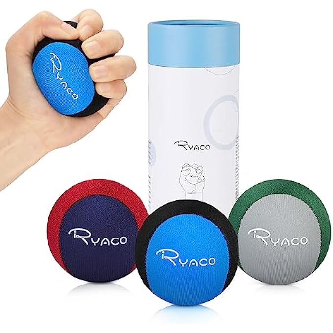 RYACO Stress Relief Balls, Grip Strength Training, Hand Exercise Balls, Hand Grips, Gel Ball Set, 2 Pieces/3 Pieces for Adults and Children, Soft, Medium, Hard Balls, Grip Balls, Strength Training, - Image 1