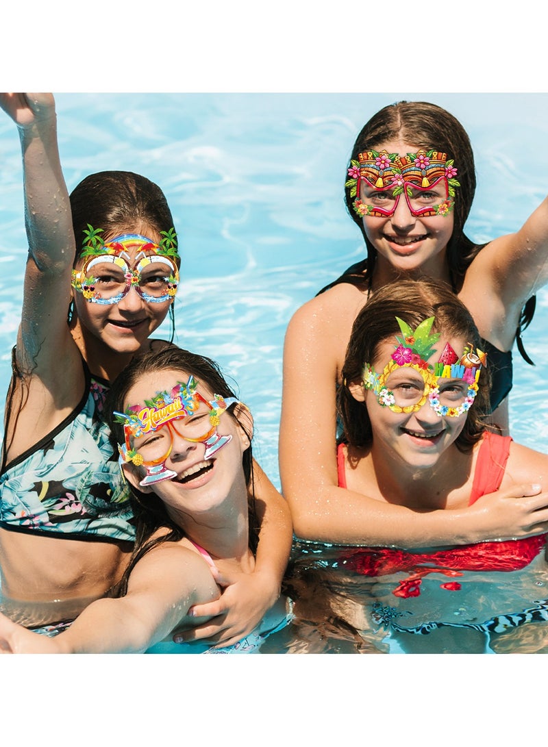 8 Pcs Tropical Paper Party Glasses Set - Hawaiian Fruit Fiesta Paper Eyewear Birthday Party Decoration Party Supplies - Image 4