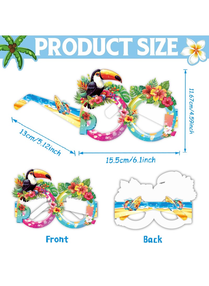 8 Pcs Tropical Paper Party Glasses Set - Hawaiian Fruit Fiesta Paper Eyewear Birthday Party Decoration Party Supplies - Image 2