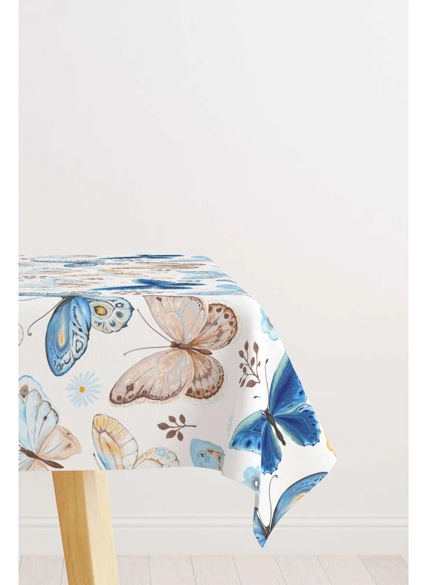 Cango Home Blue Brown Butterfly Patterned Digital Printed Tablecloth OTYK535-MS