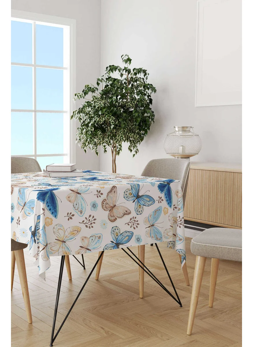 Cango Home Blue Brown Butterfly Patterned Digital Printed Tablecloth OTYK535-MS