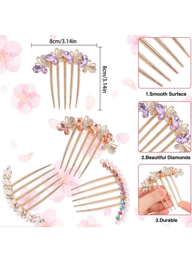 MIKIMIQI Pearl Rhinestones Hair Accessories - Crystals Butterfly Hair Fork Clips for Updo Buns, Decorative French Twist Hair Pins, Vintage Styling Combs for Women and Girls - Hair Styling Accessories - Image 2