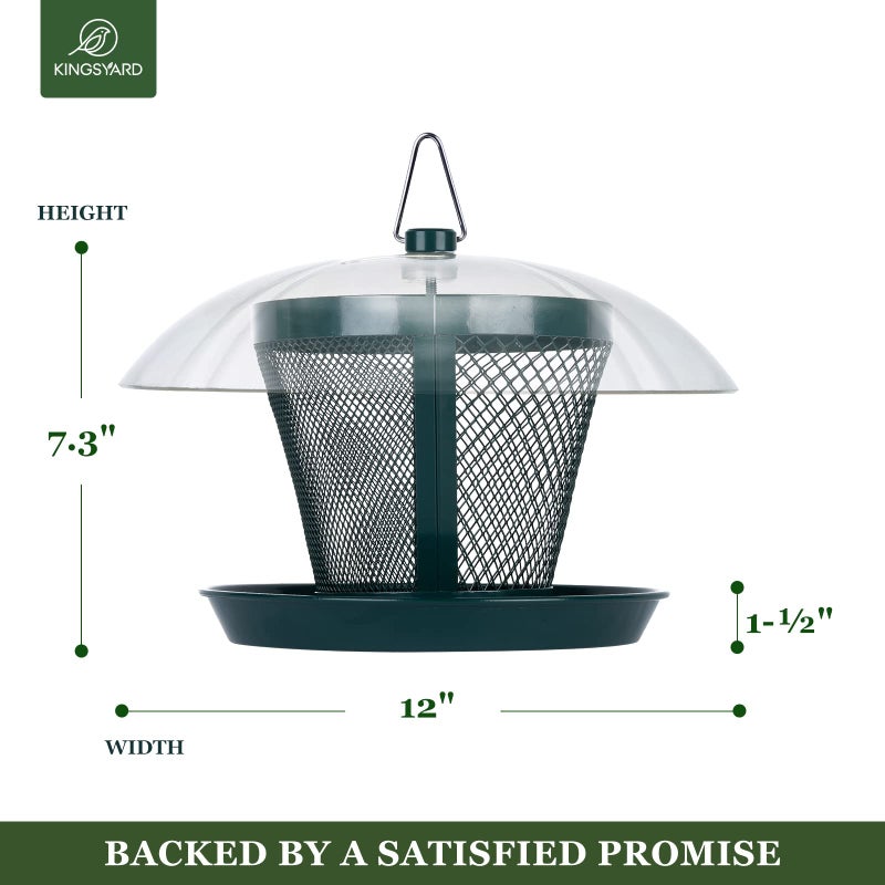 Kingsyard Bird Feeder for Outside, Dual-Use Metal Mesh Wild Bird Feeder with Weatherproof Dome Dual, 2.5 lbs Seed Capacity for Finch Cardinal - Image 3