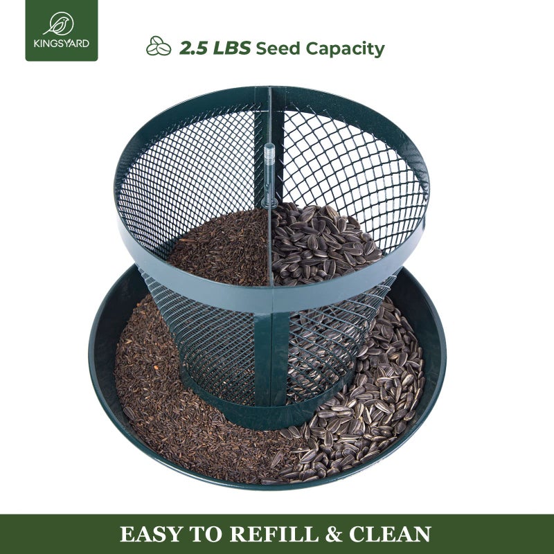 Kingsyard Bird Feeder for Outside, Dual-Use Metal Mesh Wild Bird Feeder with Weatherproof Dome Dual, 2.5 lbs Seed Capacity for Finch Cardinal - Image 5