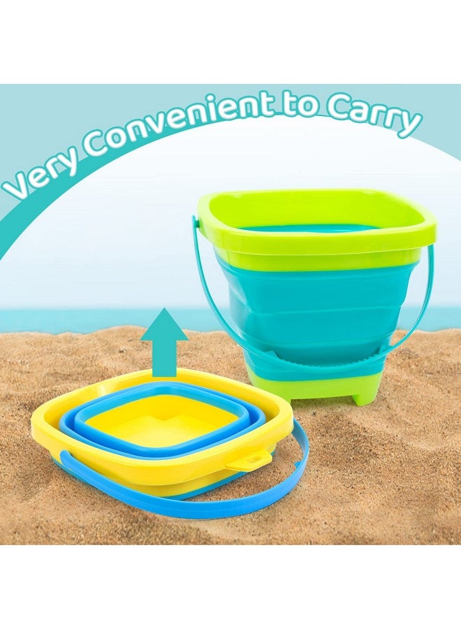 شيندل مجموعة دلاء شاطئ قابلة للطي من شيندل، 3 قطع، دلاء ألعاب قابلة للطي من السيليكون سعة 2 لتر للأطفال، متعددة الاستخدامات للأنشطة الصيفية الممتعة، معدات تخييم، مستلزمات الشاطئ، ألعاب رمل للسفر - Image 4