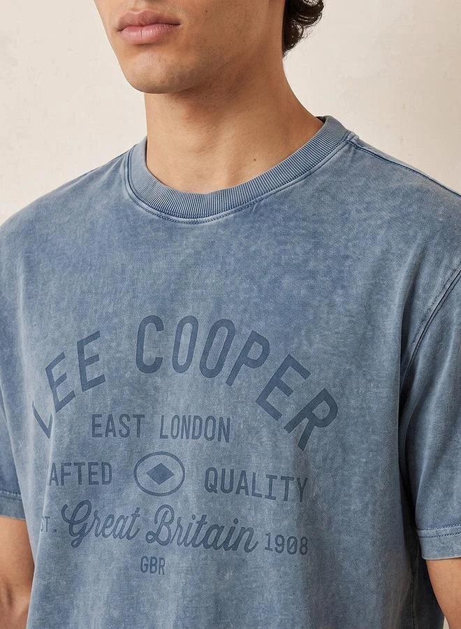 Lee Cooper BLUE Lee Cooper Crew Neck Short Sleeves Logo Print T-shirt for Men | Best Price UAE
