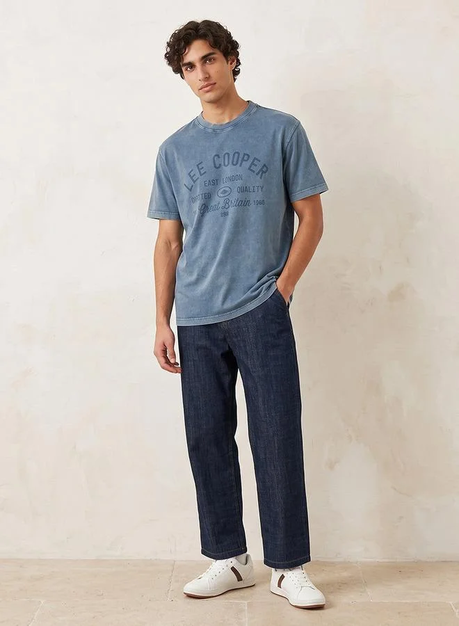 Lee Cooper BLUE Lee Cooper Crew Neck Short Sleeves Logo Print T-shirt for Men | Best Price UAE