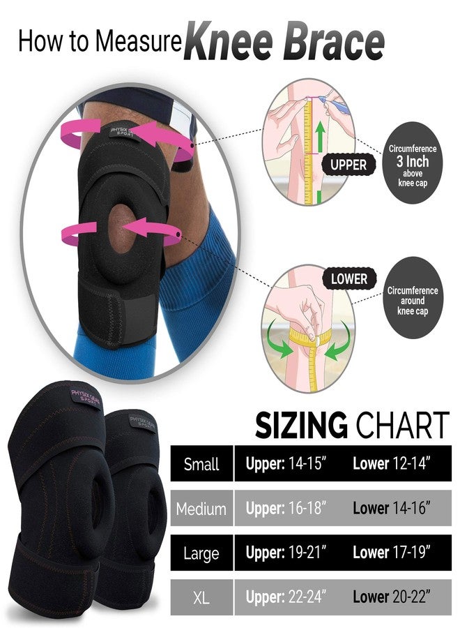Physix Gear Sport Physix Gear Knee Brace for Men & Women - Adjustable Patella Compression Knee Support for Arthritis, ACL & MCL, Meniscus Tear, Plus Size Knee Brace w/Side Stabilizers, Knee discomfort, Black/Grey, XL - Image 2