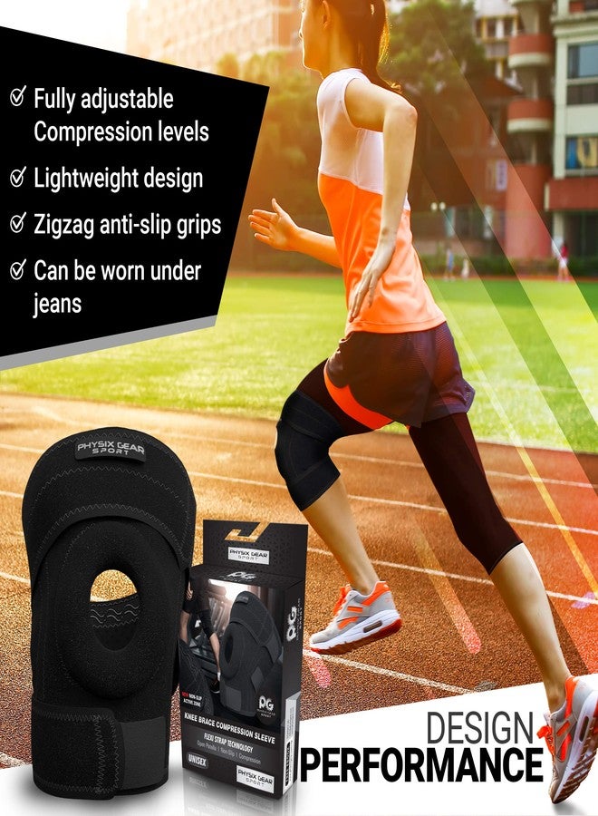 Physix Gear Sport Physix Gear Knee Brace for Men & Women - Adjustable Patella Compression Knee Support for Arthritis, ACL & MCL, Meniscus Tear, Plus Size Knee Brace w/Side Stabilizers, Knee discomfort, Black/Grey, XL - Image 3