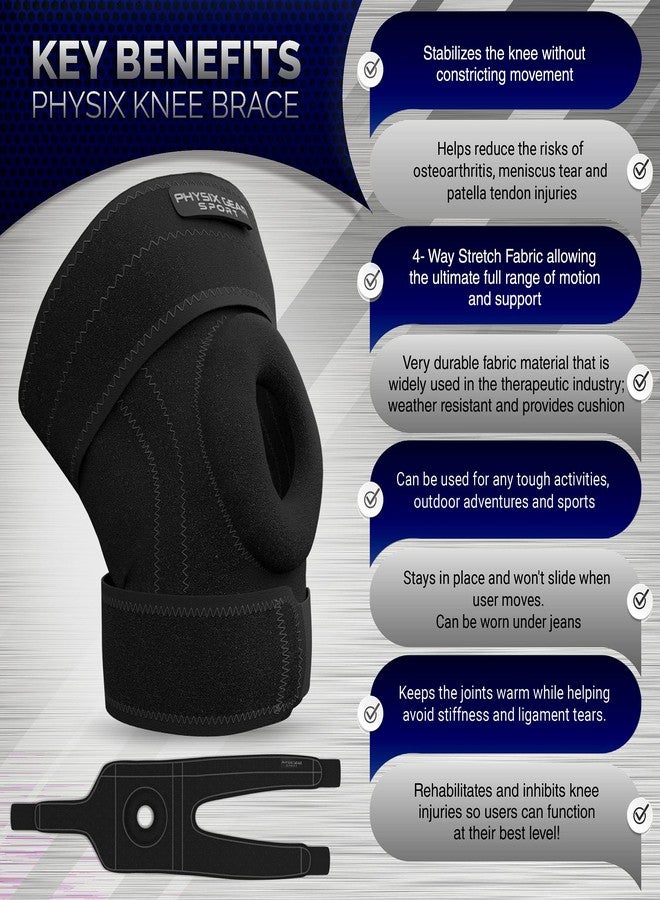 Physix Gear Sport Physix Gear Knee Brace for Men & Women - Adjustable Patella Compression Knee Support for Arthritis, ACL & MCL, Meniscus Tear, Plus Size Knee Brace w/Side Stabilizers, Knee discomfort, Black/Grey, XL - Image 5