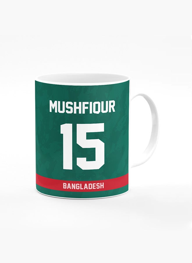 Stylizedd Designer Printed Coffee Mug with Heavy Duty Handle 11oz Ceramic Personalised Gift Mugs Cup [Microwave Safe & Dishwasher Proof ] - Cricket Player - Mushfiqur Rahim, Jersey Number - 15 - Image 1