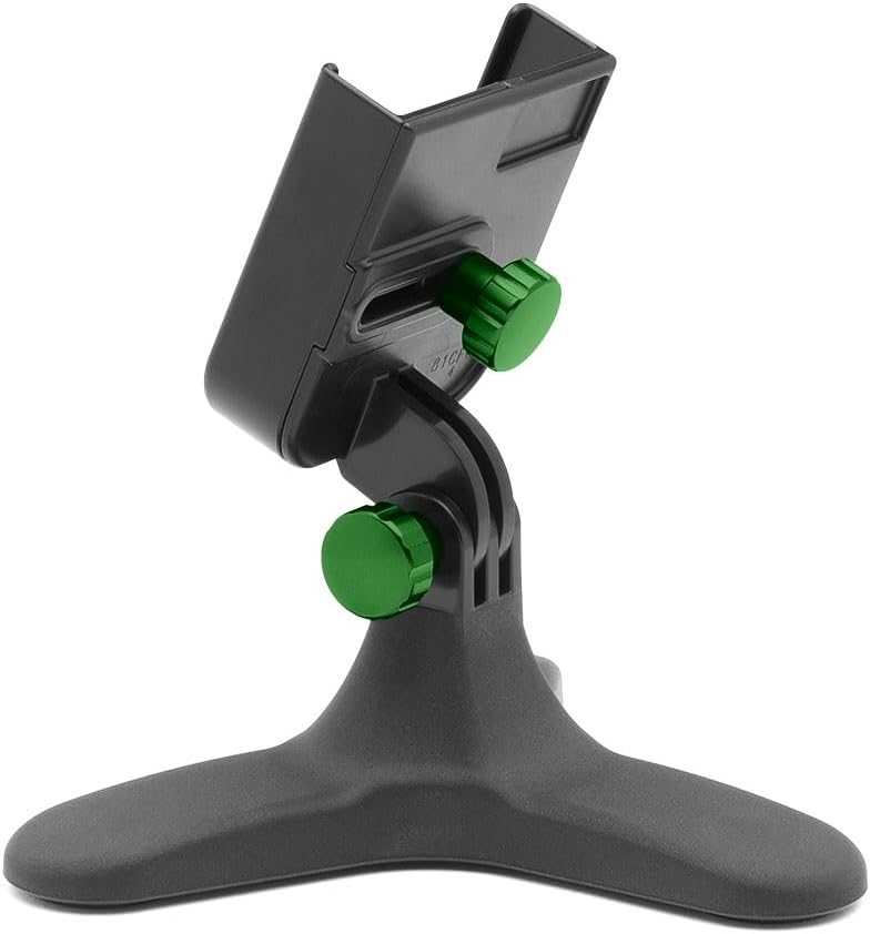 WeatherTech DeskFone Two View Universal Phone Holder for Flat Surfaces, Office, Kitchen, Nightstand - Turquoise Metal Knobs - Image 1