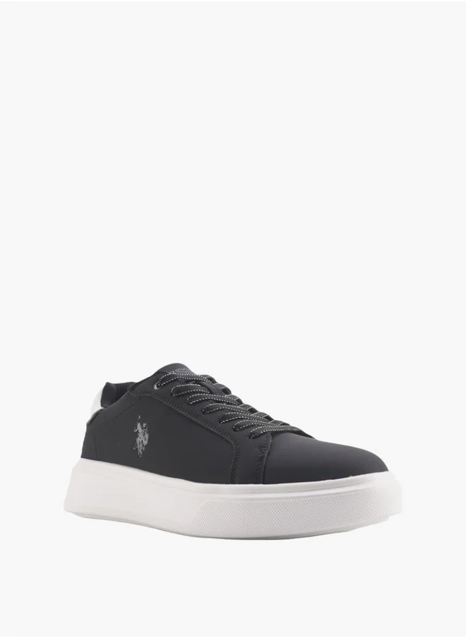يو اس بولو اسن U.S. Polo Assn Men's Logo Detail Sneakers with Lace-Up Closure