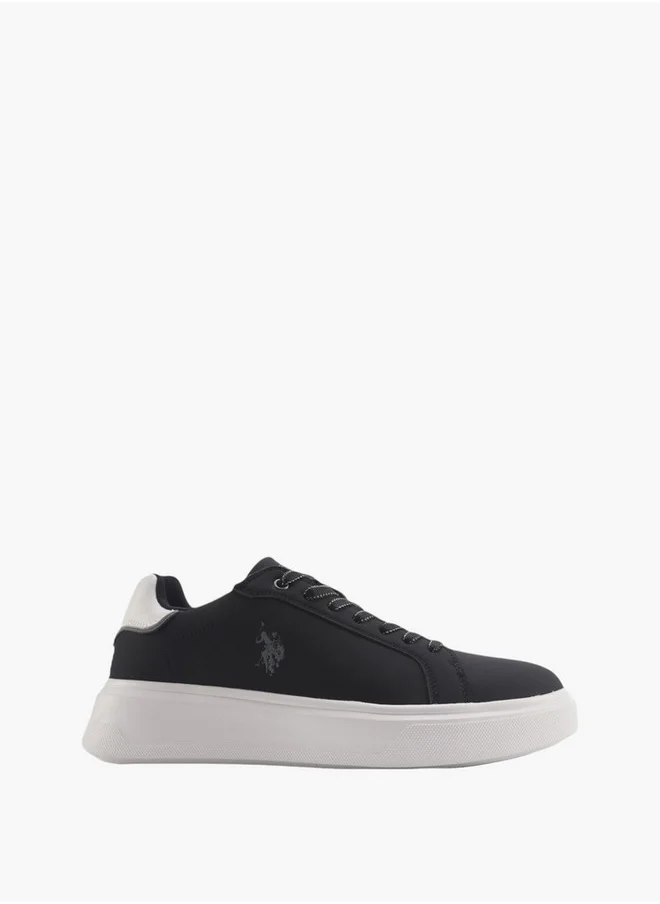 يو اس بولو اسن U.S. Polo Assn Men's Logo Detail Sneakers with Lace-Up Closure