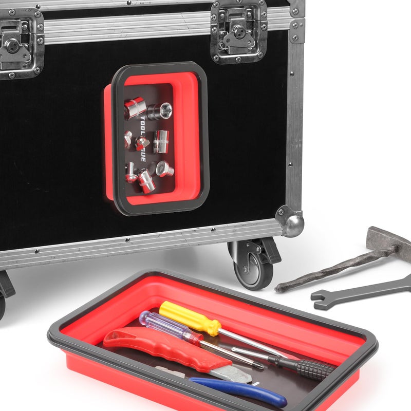 TOOLEAGUE 3Pcs Collapsible Magnetic Parts Tray Set with 15Lb Magnetic Pickup Pen,3 Different Size Silicone Foldable Tool for Organizing Screw Bolts Nuts Washers Pins and Other Small Metal Parts - Image 5