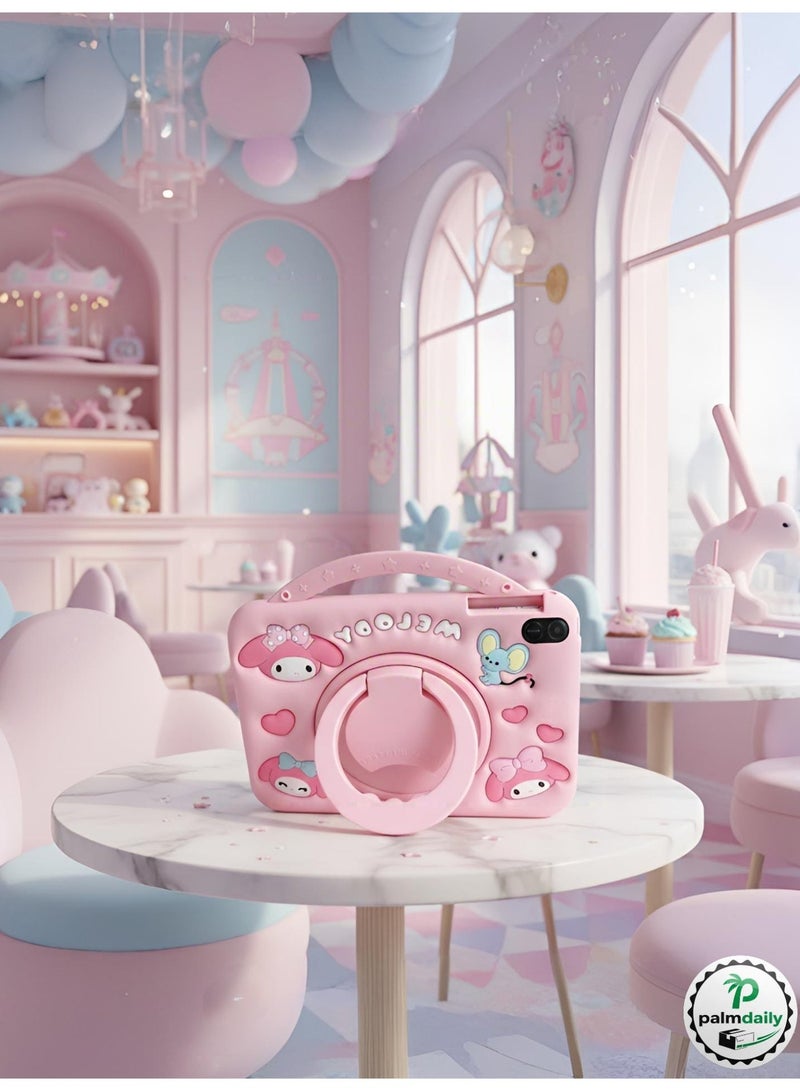 حافظة واقية HONOR Pad X8a/X9 مقاس 11 بوصة غطاء واقي ناعم من السيليكون مزود بحلقة حامل قابلة للدوران 360 درجة ومقبض، مع حزام كتف. حماية محسّنة ضد السقوط مع تصميم دمية كرتونية رائعة مصممة خصيصًا للشابات. - Image 5