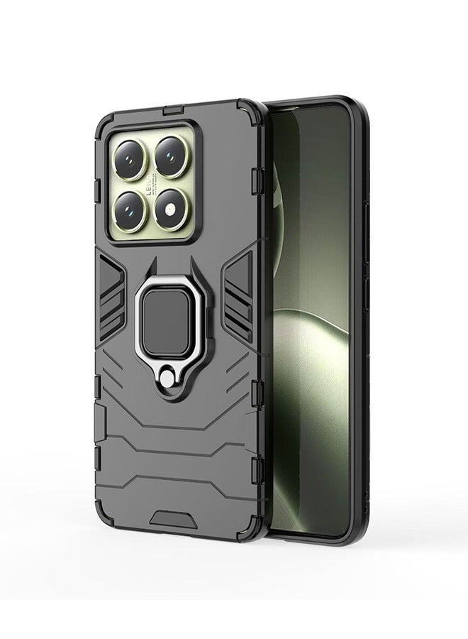 Compatible With Xiaomi 14T 5G Case, Hybrid Heavy Duty Protection Defender Kickstand Armor Case Cover, Anti-Fall Drop Protection, Shockproof Case, Black - Image 1