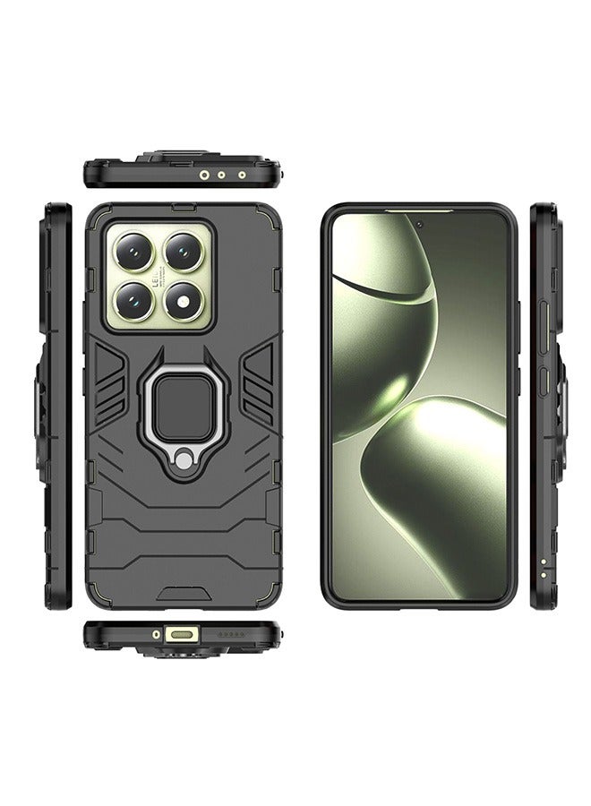 Compatible With Xiaomi 14T 5G Case, Hybrid Heavy Duty Protection Defender Kickstand Armor Case Cover, Anti-Fall Drop Protection, Shockproof Case, Black - Image 2